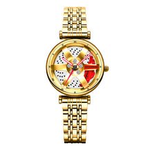 Load image into Gallery viewer, Spinning Car Watch for women with Stainless Steel Band Waterproof Japanese Quartz Wrist Watch