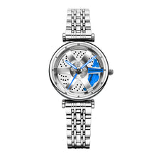 Load image into Gallery viewer, Spinning Car Watch for women with Stainless Steel Band Waterproof Japanese Quartz Wrist Watch