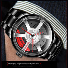Load image into Gallery viewer, Car Rim Watch-Waterproof Stainless Steel Japanese Quartz Wrist Watch Sports Men’s Watches (Silver)