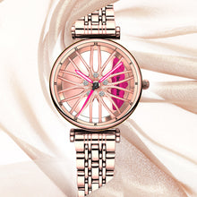 Load image into Gallery viewer, Spinning Car Watch for women with Stainless Steel Band Waterproof Japanese Quartz Wrist Watch
