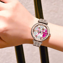 Load image into Gallery viewer, Spinning Car Watch for women with Stainless Steel Band Waterproof Japanese Quartz Wrist Watch