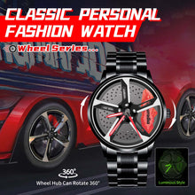 Load image into Gallery viewer, Spinning Car Watch with Stainless Steel Band Waterproof Japanese Quartz Wrist Watch
