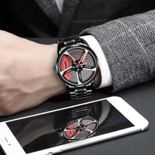 Load image into Gallery viewer, Spinning Car Watch with Stainless Steel Band Waterproof Japanese Quartz Wrist Watch
