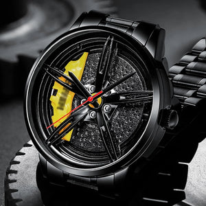 Car Rim Watch-Waterproof Stainless Steel Japanese Quartz Wrist Watch