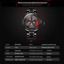 Load image into Gallery viewer, Car Rim Watch-Waterproof Stainless Steel Japanese Quartz Wrist Watch Sports Men’s Watches(Red)
