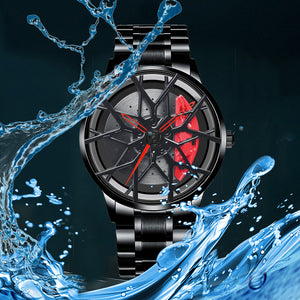 Car Wheel Watch-Waterproof Stainless Steel Japanese Quartz Wrist Watch Sports Men’s Watches