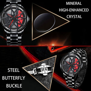 Car Wheel Watch-Waterproof Stainless Steel Japanese Quartz Wrist Watch Sports Men’s Watches