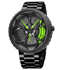 Car Wheel Watch-Waterproof Stainless Steel Japanese Quartz Wrist Watch Sports Men’s Watches