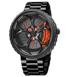 Car Wheel Watch-Waterproof Stainless Steel Japanese Quartz Wrist Watch Sports Men’s Watches