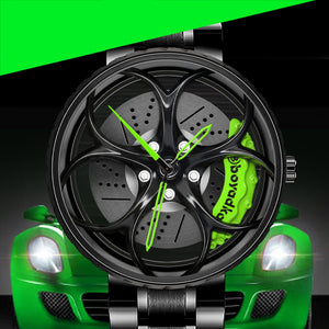 Car Wheel Watch-Waterproof Stainless Steel Japanese Quartz Wrist Watch Sports Men’s Watches