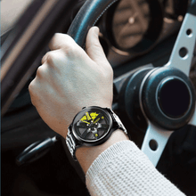 Load image into Gallery viewer, Car Wheel Watch-Waterproof Stainless Steel Japanese Quartz Wrist Watch Sports Men’s atches (Yellow)
